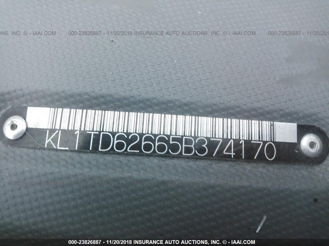 KL1TD62665B374170 - 2005 CHEVROLET AVEO LS YELLOW photo 9