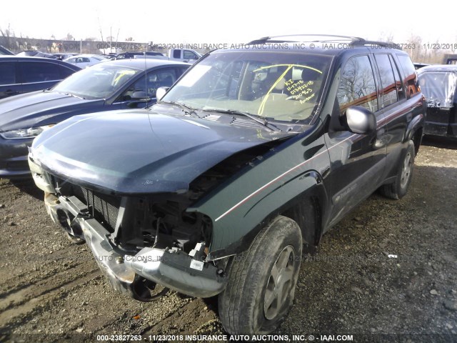 1GNDT13S542210963 - 2004 CHEVROLET TRAILBLAZER LS/LT GREEN photo 2