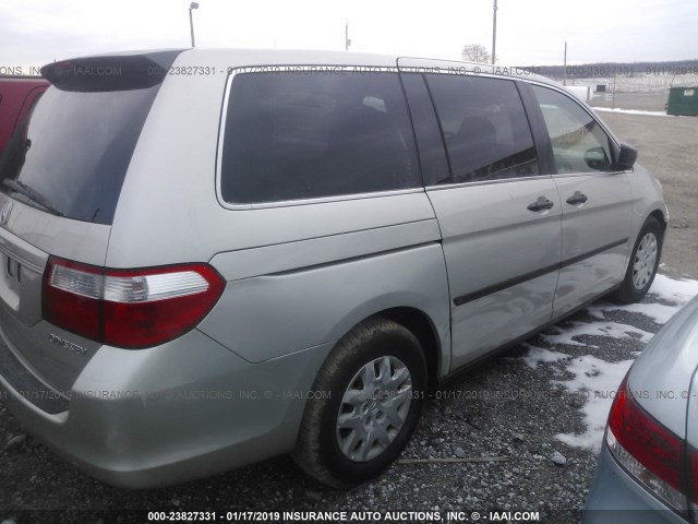 5FNRL38215B013807 - 2005 HONDA ODYSSEY LX SILVER photo 4