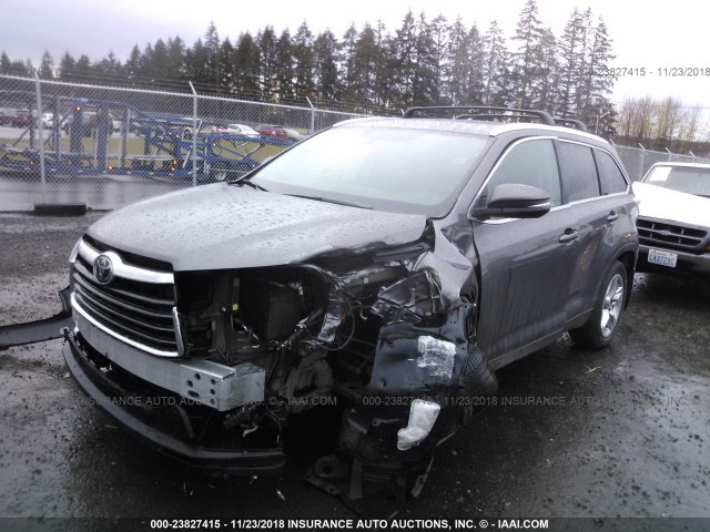 5TDDKRFH5GS327904 - 2016 TOYOTA HIGHLANDER LIMITED/LTD PLATINUM GRAY photo 2