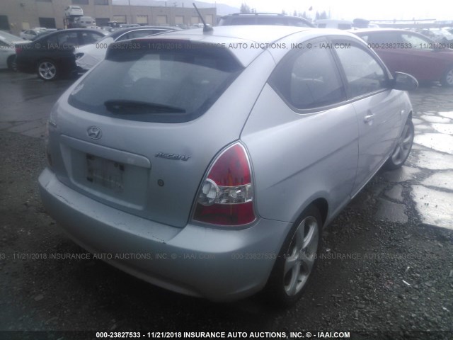 KMHCN36C07U023780 - 2007 HYUNDAI ACCENT SE SILVER photo 4