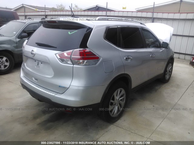 5N1AT2MT9EC766080 - 2014 NISSAN ROGUE S/SL/SV SILVER photo 4