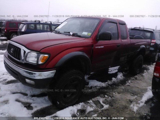 5TEWN72N32Z886881 - 2002 TOYOTA TACOMA XTRACAB RED photo 2