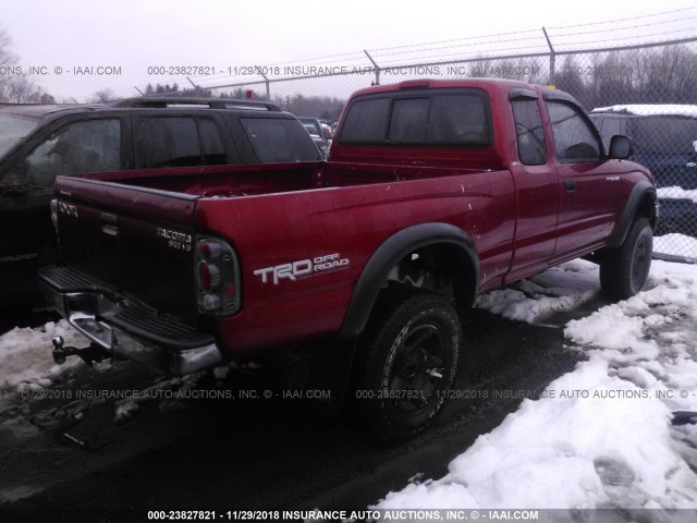 5TEWN72N32Z886881 - 2002 TOYOTA TACOMA XTRACAB RED photo 4