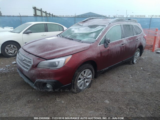 4S4BSBCC4F3231443 - 2015 SUBARU OUTBACK 2.5I PREMIUM RED photo 2