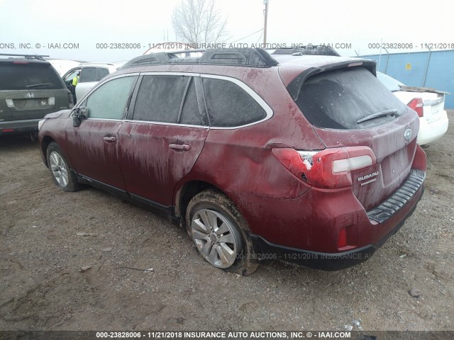 4S4BSBCC4F3231443 - 2015 SUBARU OUTBACK 2.5I PREMIUM RED photo 3