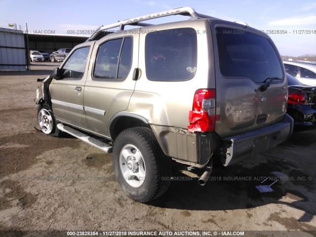 5N1ED28T01C598798 - 2001 NISSAN XTERRA XE/SE GOLD photo 3