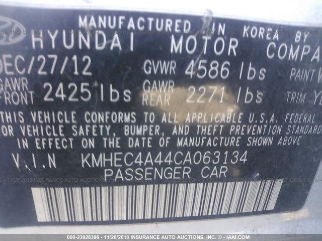 KMHEC4A44CA063134 - 2012 HYUNDAI SONATA HYBRID WHITE photo 9