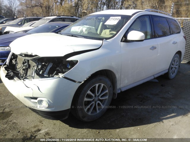 5N1AR2MMXEC730227 - 2014 NISSAN PATHFINDER S/SV/SL/PLATINUM WHITE photo 2