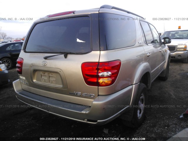 5TDBT44A71S021761 - 2001 TOYOTA SEQUOIA SR5 GOLD photo 4