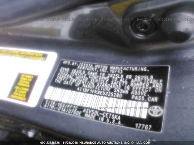 4T1BF1FK9EU325280 - 2014 TOYOTA CAMRY L/SE/LE/XLE Boz foto 9