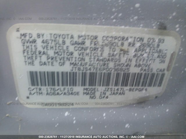 JT8JS47E6P0036825 - 1993 LEXUS GS 300 SILVER photo 9