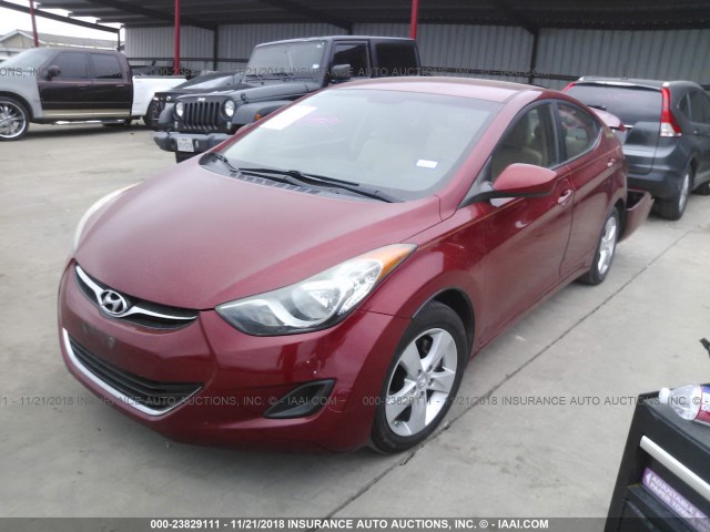 KMHDH4AE5BU101165 - 2011 HYUNDAI ELANTRA GLS/LIMITED RED photo 2