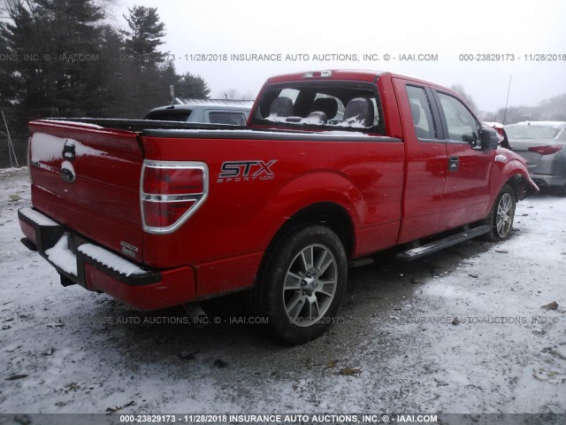 1FTFX1EF3EFC88772 - 2014 FORD F150 SUPER CAB RED photo 4