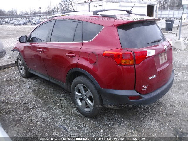 2T3WFREV2FW189417 - 2015 TOYOTA RAV4 XLE RED photo 3