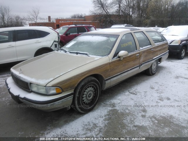 1G4BR8373PW408789 - 1993 BUICK ROADMASTER ESTATE TAN photo 2