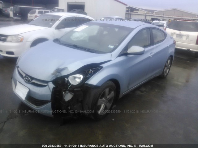 KMHDH4AE1CU370233 - 2012 HYUNDAI ELANTRA GLS/LIMITED Light Blue photo 2