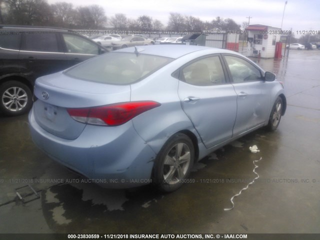 KMHDH4AE1CU370233 - 2012 HYUNDAI ELANTRA GLS/LIMITED Light Blue photo 4