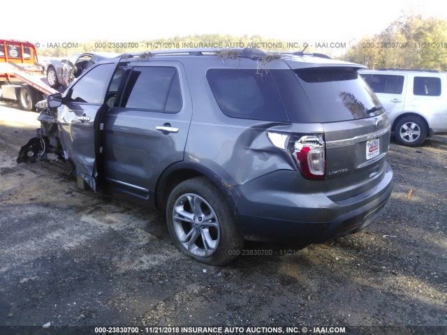 1FM5K7F84EGA28268 - 2014 FORD EXPLORER LIMITED GRAY photo 3