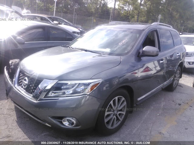 5N1AR2MN6GC621209 - 2016 NISSAN PATHFINDER S/SV/SL/PLATINUM GRAY photo 2