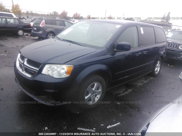 2C4RDGCG4DR669302 - 2013 DODGE GRAND CARAVAN SXT BLUE photo 2