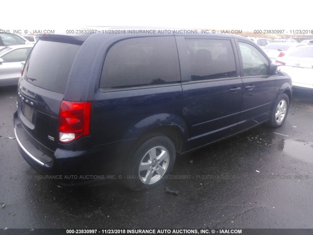 2C4RDGCG4DR669302 - 2013 DODGE GRAND CARAVAN SXT BLUE photo 4