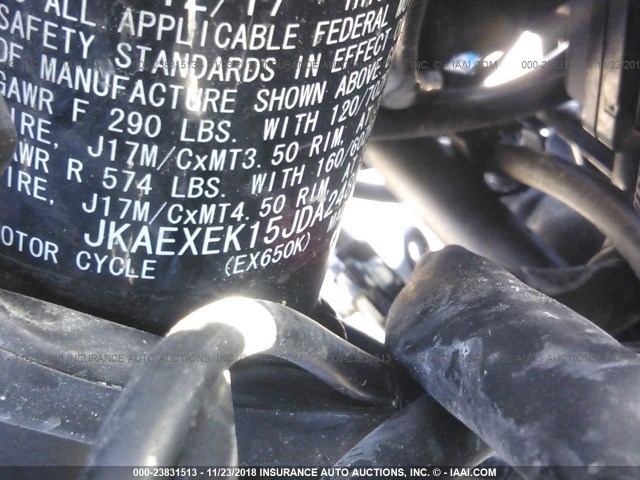 JKAEXEK15JDA24807 - 2018 KAWASAKI EX650 F GRAY photo 10