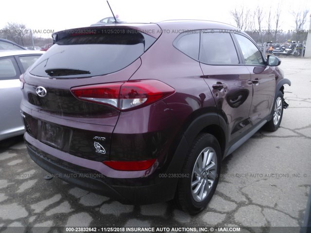 KM8J3CA47HU499104 - 2017 HYUNDAI TUCSON LIMITED/SPORT AND ECO/SE BURGUNDY photo 4