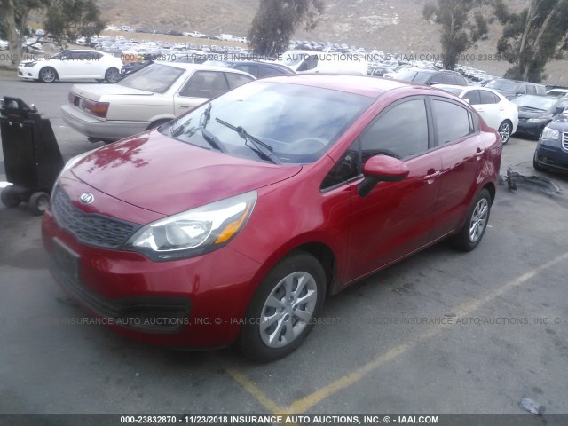 KNADM4A30D6234399 - 2013 KIA RIO LX RED photo 2