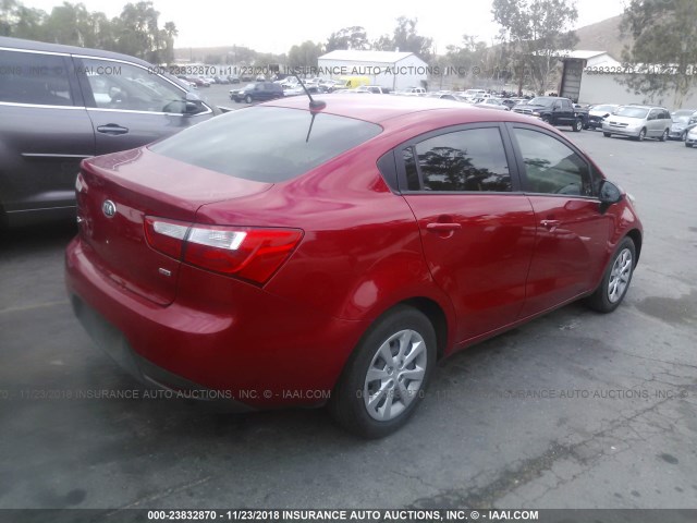 KNADM4A30D6234399 - 2013 KIA RIO LX RED photo 4