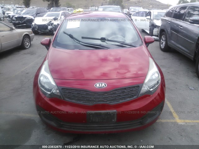 KNADM4A30D6234399 - 2013 KIA RIO LX RED photo 6