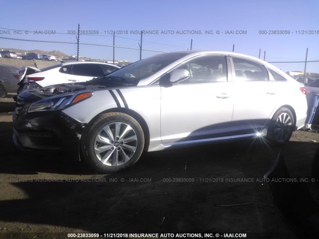 5NPE34AF4FH052816 - 2015 HYUNDAI SONATA SPORT/LIMITED SILVER photo 2