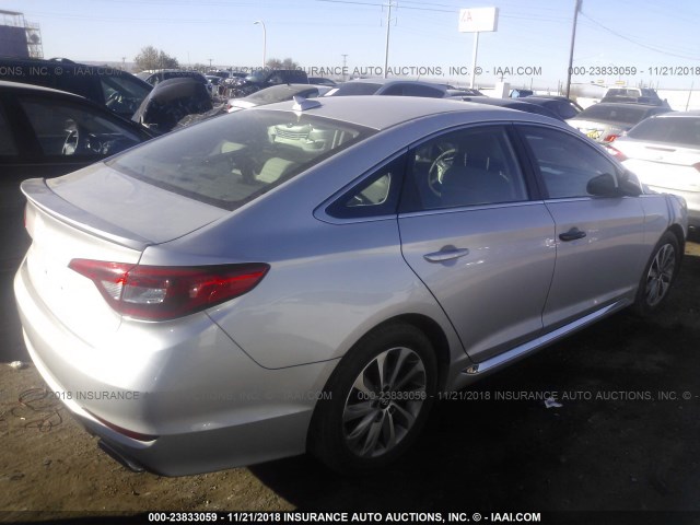 5NPE34AF4FH052816 - 2015 HYUNDAI SONATA SPORT/LIMITED SILVER photo 4