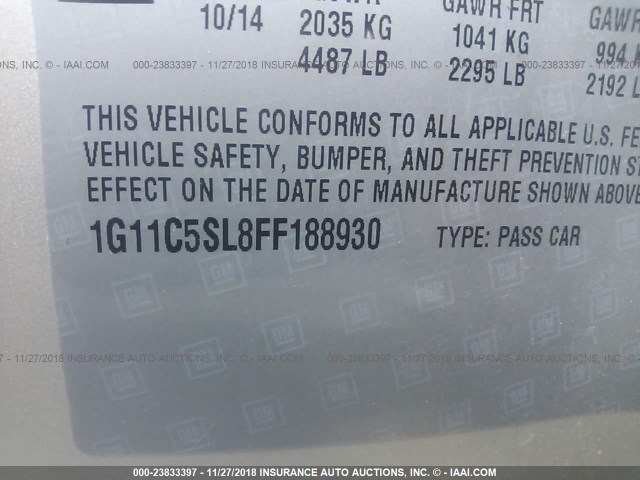 1G11C5SL8FF188930 - 2015 CHEVROLET MALIBU 1LT TAN photo 9