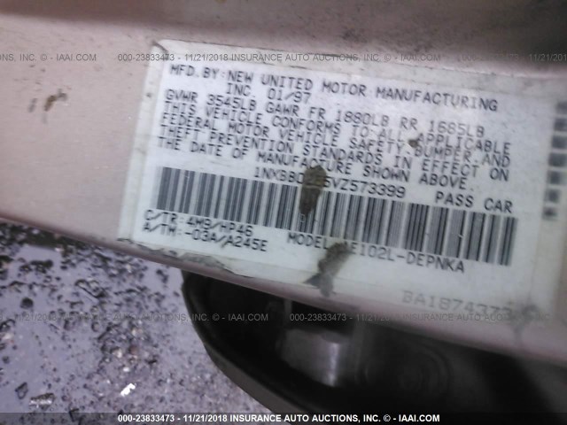 1NXBB02E5VZ573399 - 1997 TOYOTA COROLLA DX GOLD photo 9