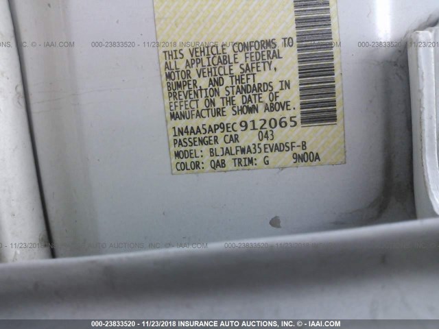 1N4AA5AP9EC912065 - 2014 NISSAN MAXIMA S/SV WHITE photo 9