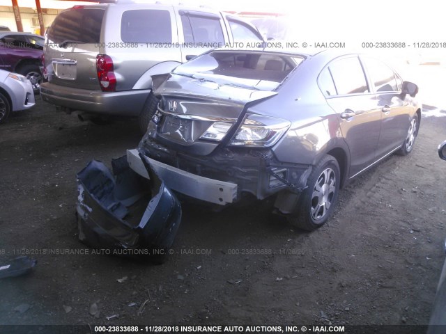 19XFB4F20EE000521 - 2014 HONDA CIVIC HYBRID GRAY photo 4