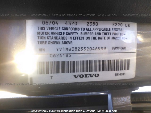 YV1MW382552046999 - 2005 VOLVO V50 2.4I GRAY photo 9