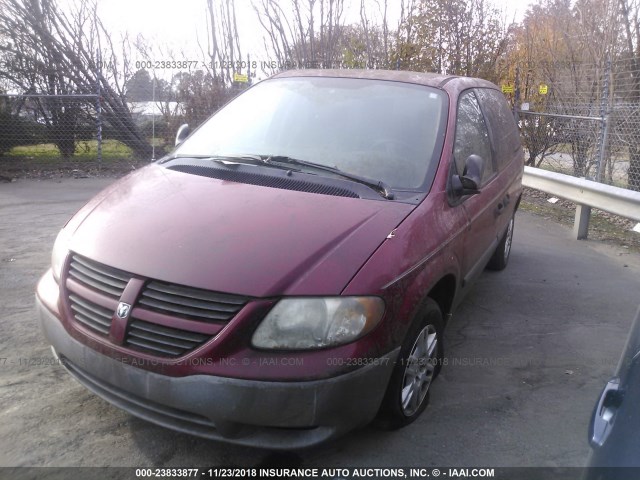 1D4GP25B56B756200 - 2006 DODGE CARAVAN SE RED photo 2