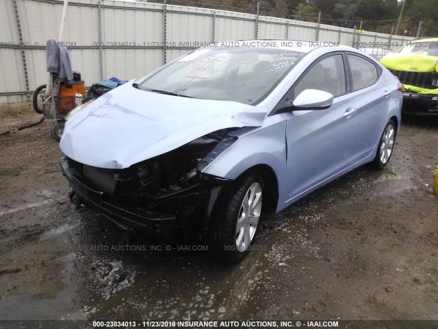 KMHDH4AE3CU206224 - 2012 HYUNDAI ELANTRA GLS/LIMITED BLUE photo 2