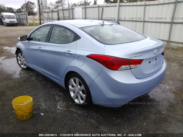 KMHDH4AE3CU206224 - 2012 HYUNDAI ELANTRA GLS/LIMITED BLUE photo 3