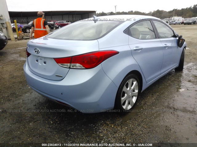 KMHDH4AE3CU206224 - 2012 HYUNDAI ELANTRA GLS/LIMITED BLUE photo 4