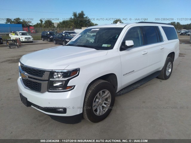 1GNSKHKC3JR332253 - 2018 CHEVROLET SUBURBAN K1500 LT WHITE photo 2