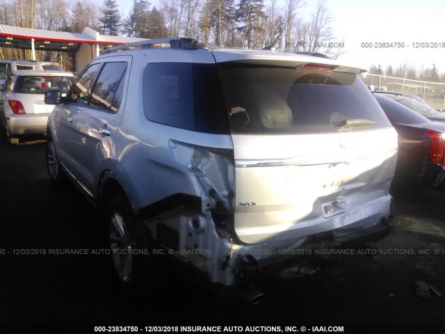 1FM5K8D84FGA77688 - 2015 FORD EXPLORER XLT SILVER photo 3