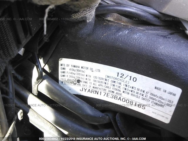 JYARN17E3BA008165 - 2011 YAMAHA FZ1 S SILVER photo 10