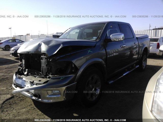 1C6RD7NT2CS285615 - 2012 DODGE RAM 1500 LARAMIE GRAY photo 2