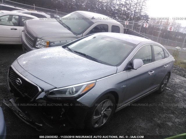 KMHE34L10HA043781 - 2017 HYUNDAI SONATA HYBRID/LIMITED SILVER photo 2