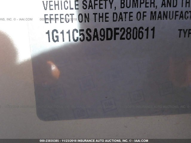 1G11C5SA9DF280611 - 2013 CHEVROLET MALIBU 1LT ვერცხლისფერი ფოტო 9