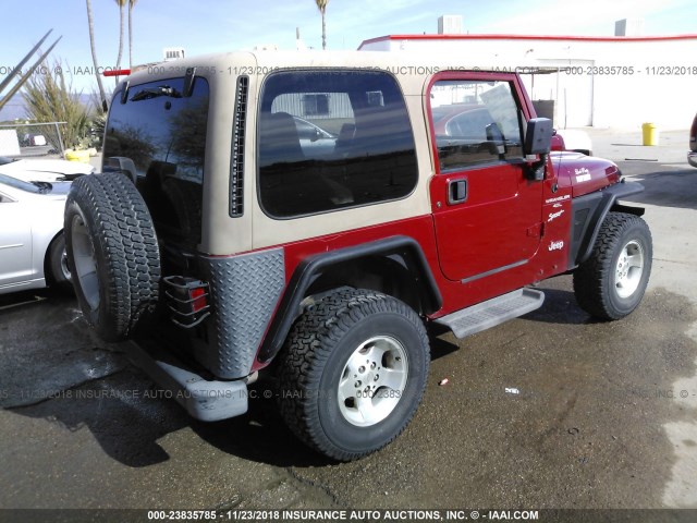 1J4FY19S1XP428443 - 1999 JEEP WRANGLER / TJ SPORT RED photo 4