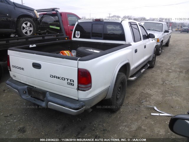 1D7HL48N23S367157 - 2003 DODGE DAKOTA QUAD SLT WHITE photo 4